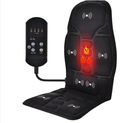 Black electric cervical massager with wireless remote control and OPP storage bag