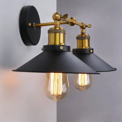 Black double head retro industrial iron wall lamp with Edison bulb compatibility