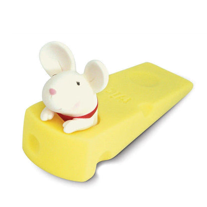 Cartoon animal door stopper in the shape of a cute mouse or squirrel, designed to keep doors open and prevent accidents