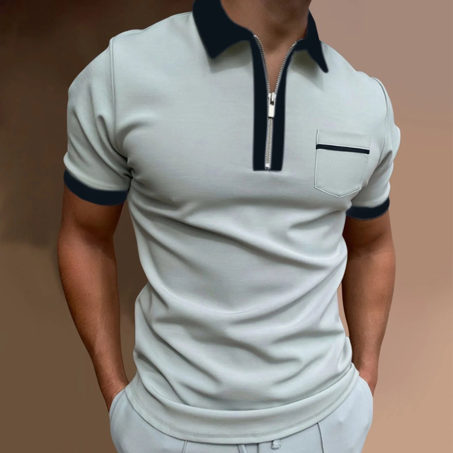 Men's slim fit lapel pocket T-shirt in various colors