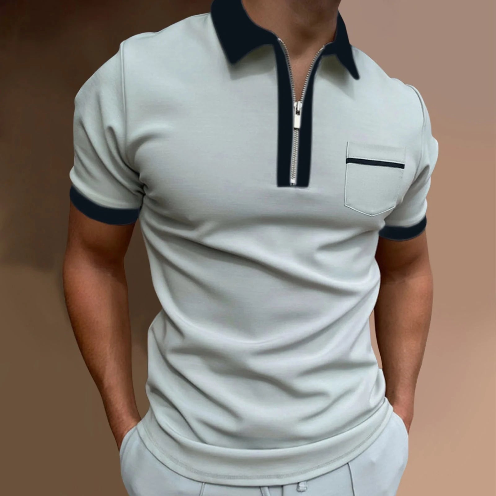 Men's slim fit lapel pocket T-shirt in various colors