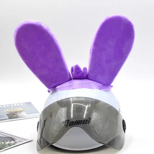 Rabbit ear ski helmet ornament with LED lighting and Velcro base attachment for helmet customisation