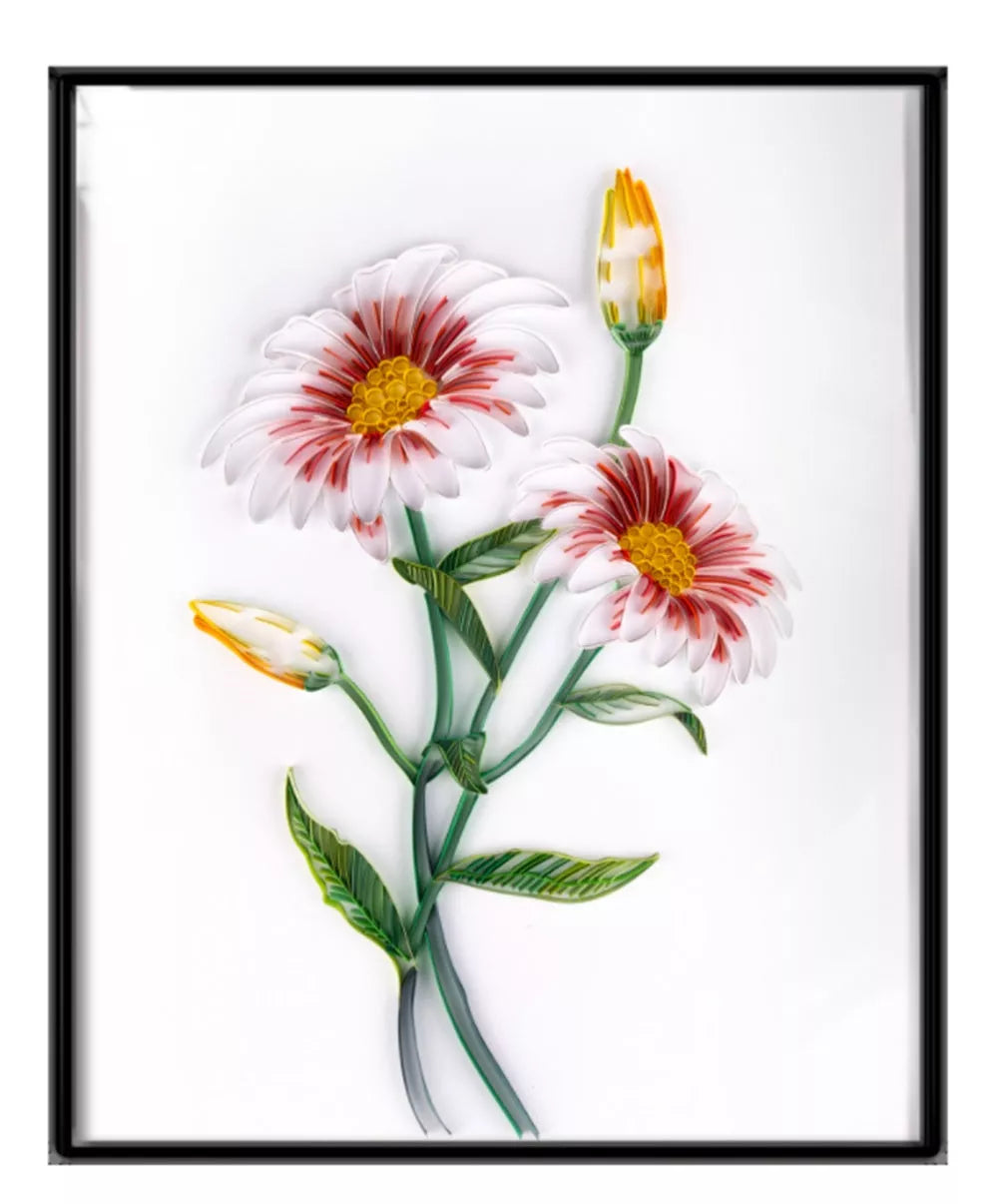 Handmade quilted paper painting craft kit with tools and materials for DIY decor