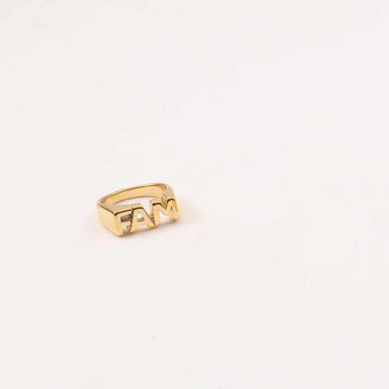 Letter Seal Titanium Steel Plating 18K Gold Ring for Women - Durable and Elegant
