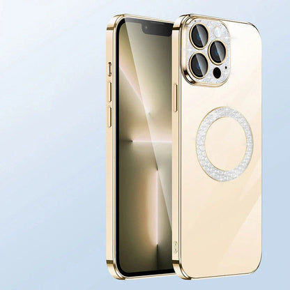 Electroplated diamond ring design iPhone case in various colors with lens protection