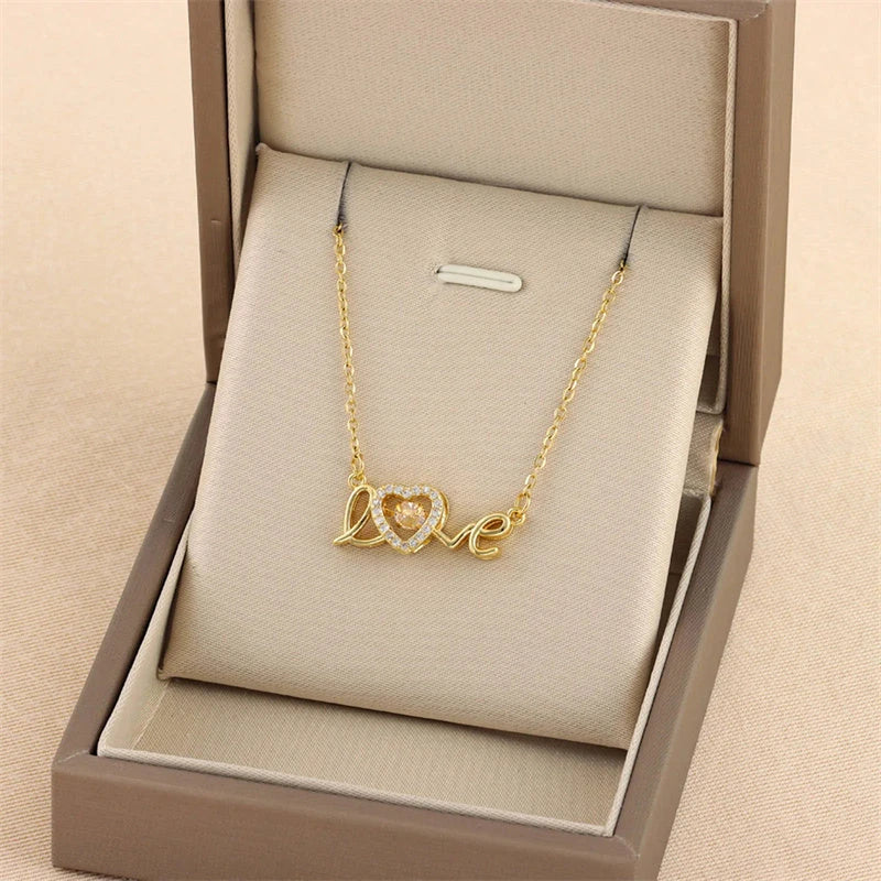 Elegant titanium steel necklace with a unique and fashionable design, perfect for Valentine's Day gift