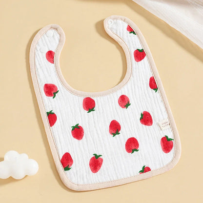 Pure cotton six-layer gauze baby U-shaped bib measuring 23×33cm with animal pattern design