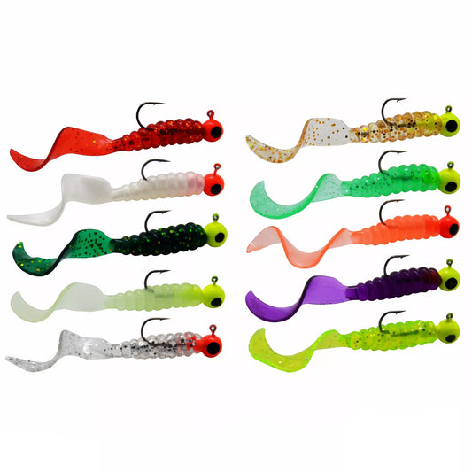 Soft Bait Bionic Fake Lead Head Hook Fishing Tackle with curling tail