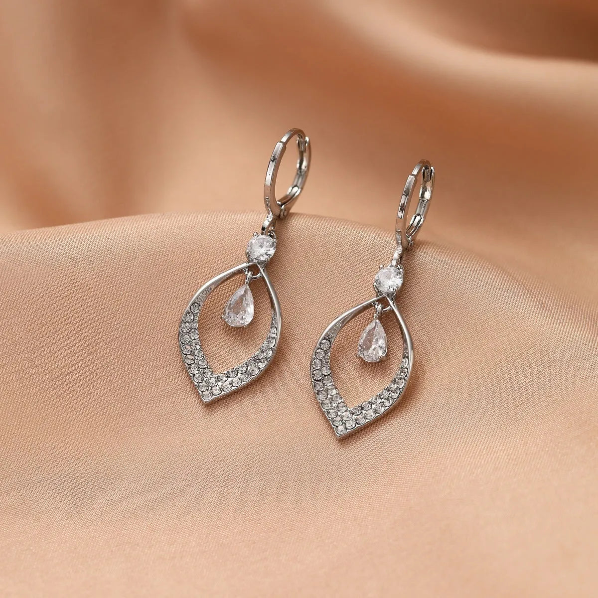 Copper water drop tassel earrings with gold or silver thickened ear buckles