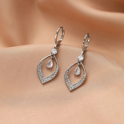 Copper water drop tassel earrings with gold or silver thickened ear buckles