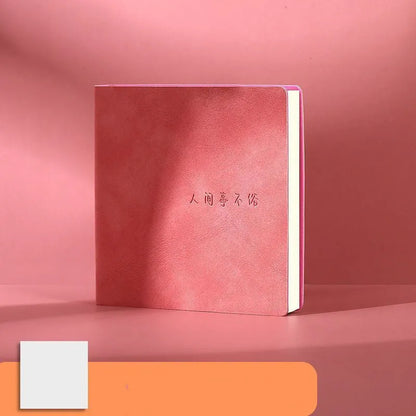Square faux leather mesh cover notebook open on a blank Daolin paper page.