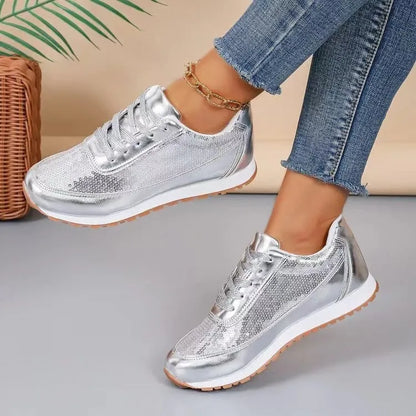 Women's black thick-soled square toe casual sneakers made from PU leather