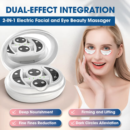 White red light EMS eye and facial massager device for home beauty care