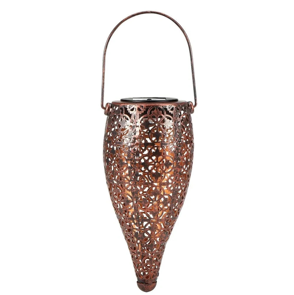 Solar wrought iron ground ball lamp with 15x15x46cm dimensions and LED lighting for garden pathways