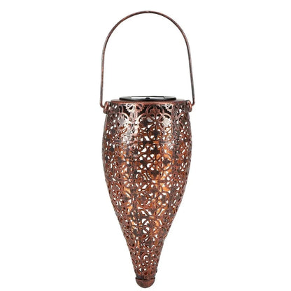 Solar wrought iron ground ball lamp with 15x15x46cm dimensions and LED lighting for garden pathways