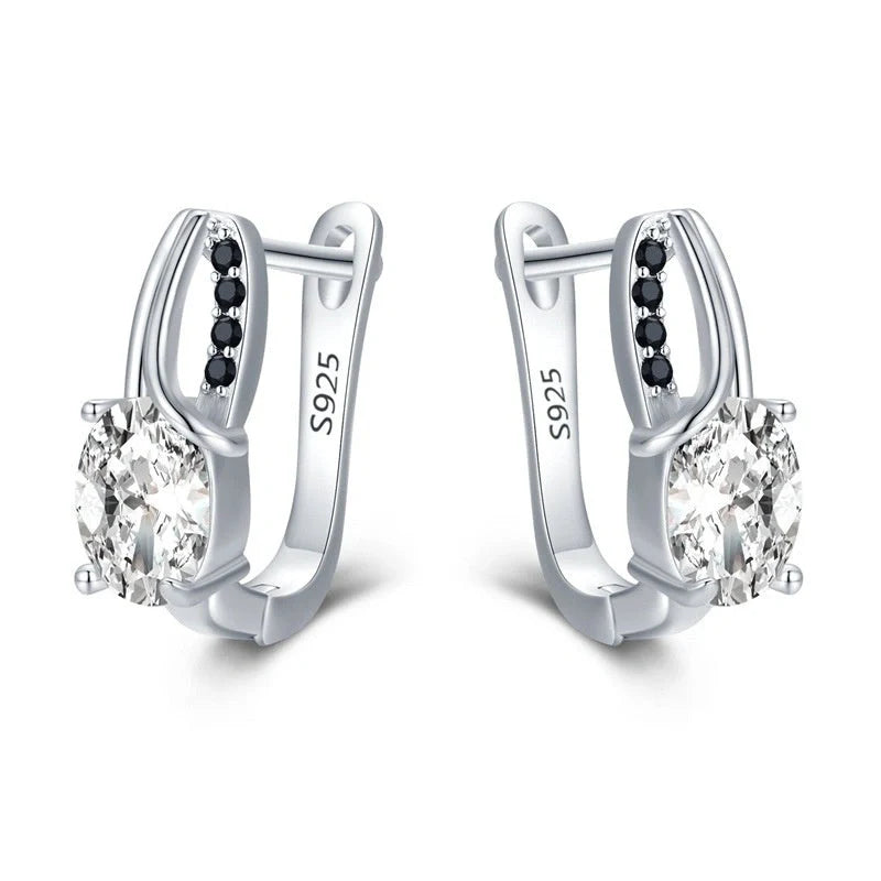 Elegant black copper zircon crystal stud earrings with a natural, timeless design