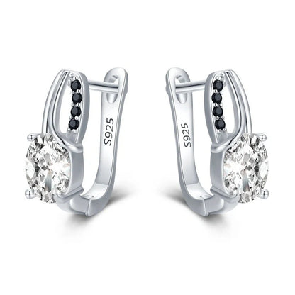 Elegant black copper zircon crystal stud earrings with a natural, timeless design