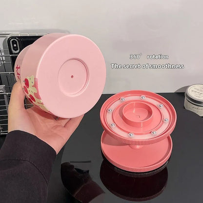 Rotating cosmetic brush barrel in beige colour with storage rack, showing Japanese-style design and 18L capacity