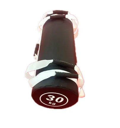 White PVC training sandbag with adjustable weights from 5kg to 30kg for gym and home fitness