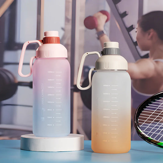 Gradient colour sports water bottle with 1.1L-2L capacity options
