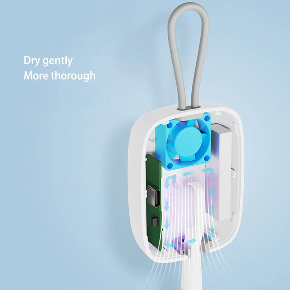 Portable UV Toothbrush Sterilizer with drying fan for eliminating 99.998% of germs and bacteria on your toothbrush
