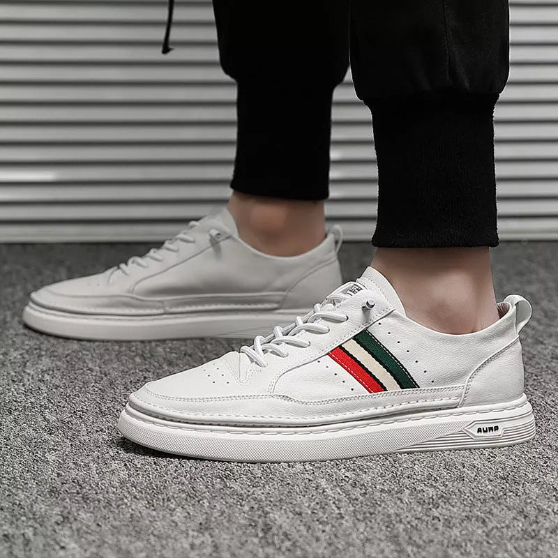 Summer breathable casual shoes with middle heel for students in white