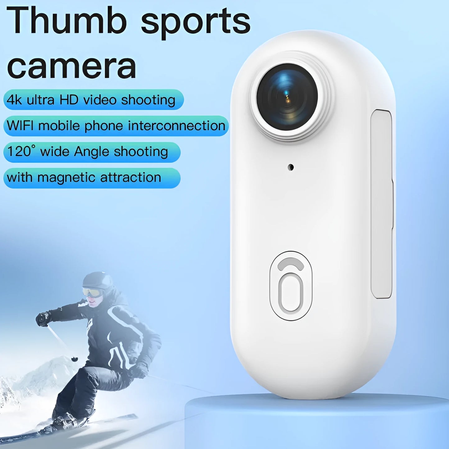 H88 mini 4K black action camera with magnetic mount and waterproof case on a bicycle helmet
