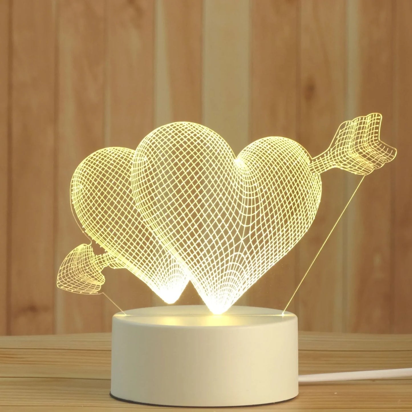 Creative USB bedside night light with acrylic castle scene, 20x17.5cm size, touch control for three light modes