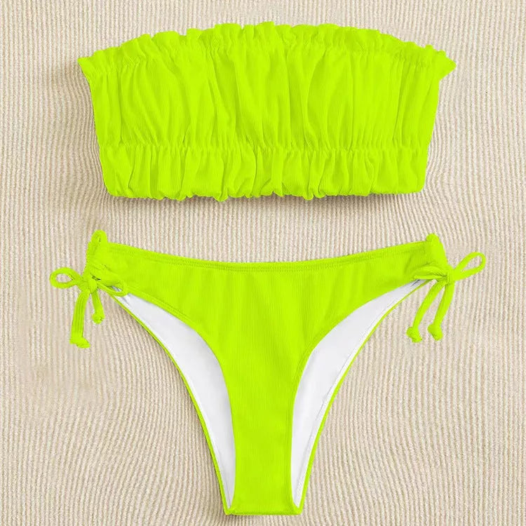Women's solid color bikini with chest pad in various colors