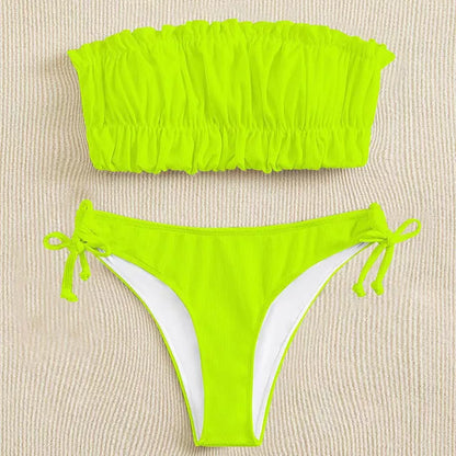 Women's solid color bikini with chest pad in various colors