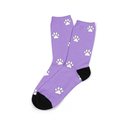 Personalised mid-calf photo socks with printed cartoon designs in multiple colour options