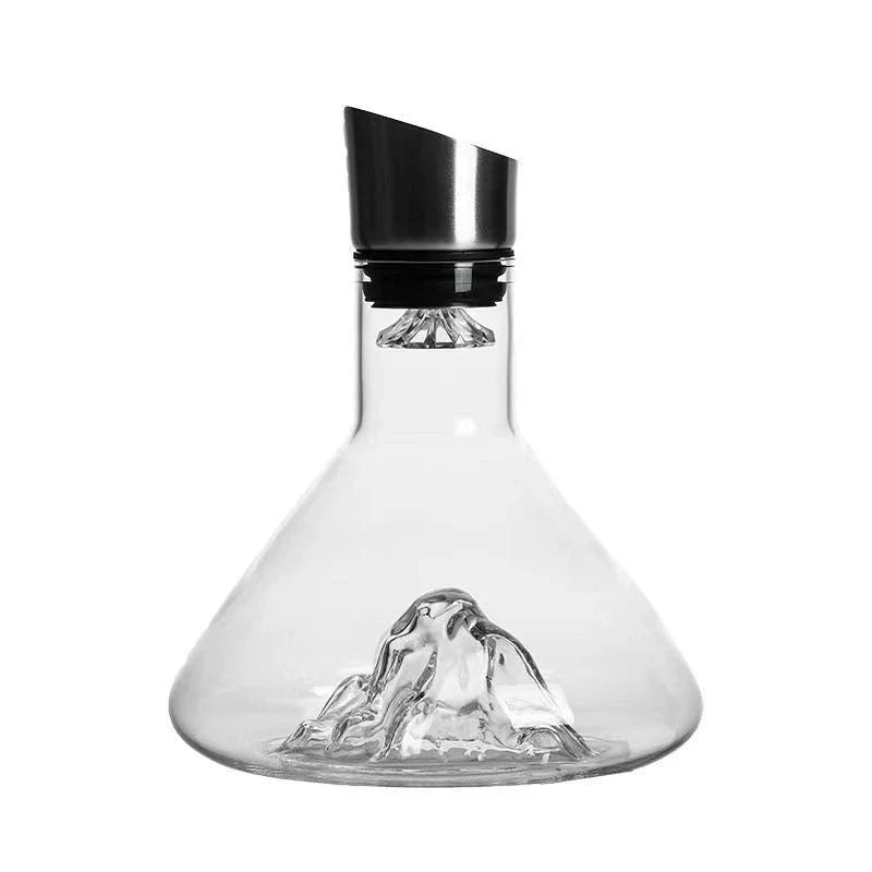 Elegant Iceberg Waterfall Wine Decanter made of lead-free crystal glass for enhancing wine flavors and aromas
