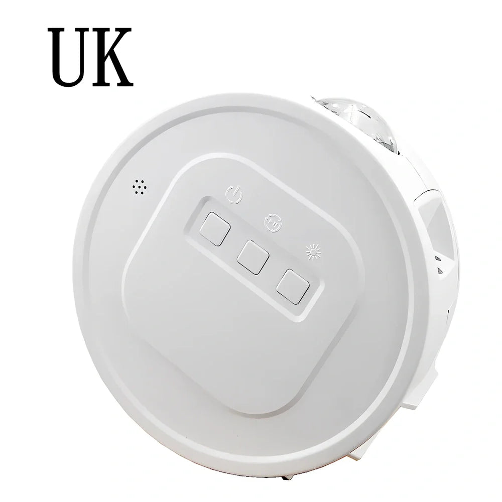 USB star projection light with voice control showing rotating mechanism and star pattern projection