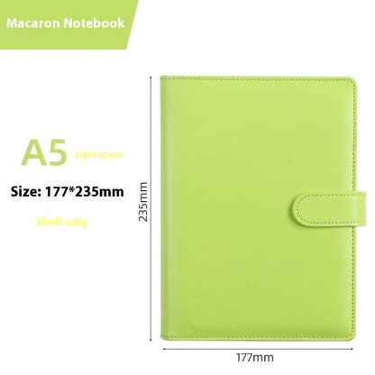 Solid colour A5 PU leather notebook shell with zipper closure in various colour options