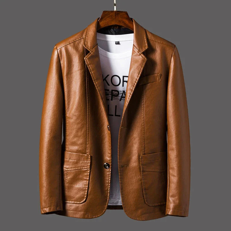 Stylish leather jacket with unique studded lapels and quilted sleeves, available in a variety of colors and sizes
