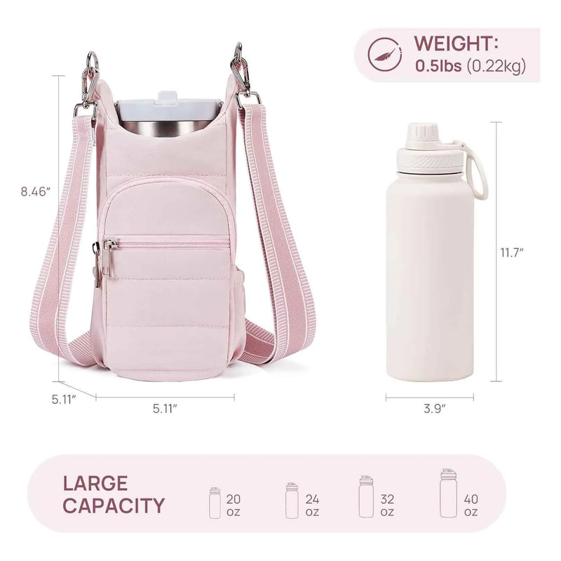 Water bottle kettle bag for bicycle placement, cloth material modern simplicity style bag in black, pink or beige colours with independent packaging in transparent plastic