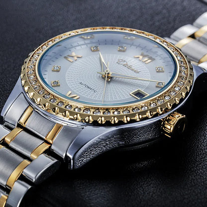 Fashionmonger automatic mechanical watch with luminous display and stainless steel case measuring 13mm thickness
