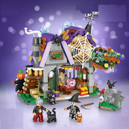 783-piece ABS plastic Halloween building bricks set assembling 30cm haunted house carriage decoration