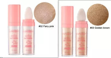 Fairy Highlight Pat Powder in white, pink, and golden brown shades for brightening and skin repair