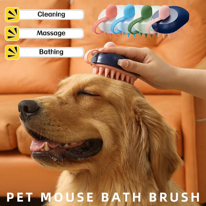 Premium Soft Silicone Pet Hair Remover Brush for Gentle Bath and Grooming