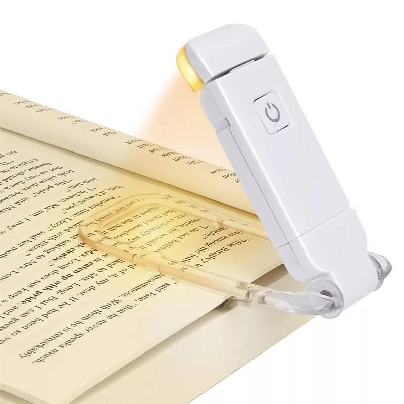 Adjustable LED USB rechargeable book light with flexible holder for nighttime reading