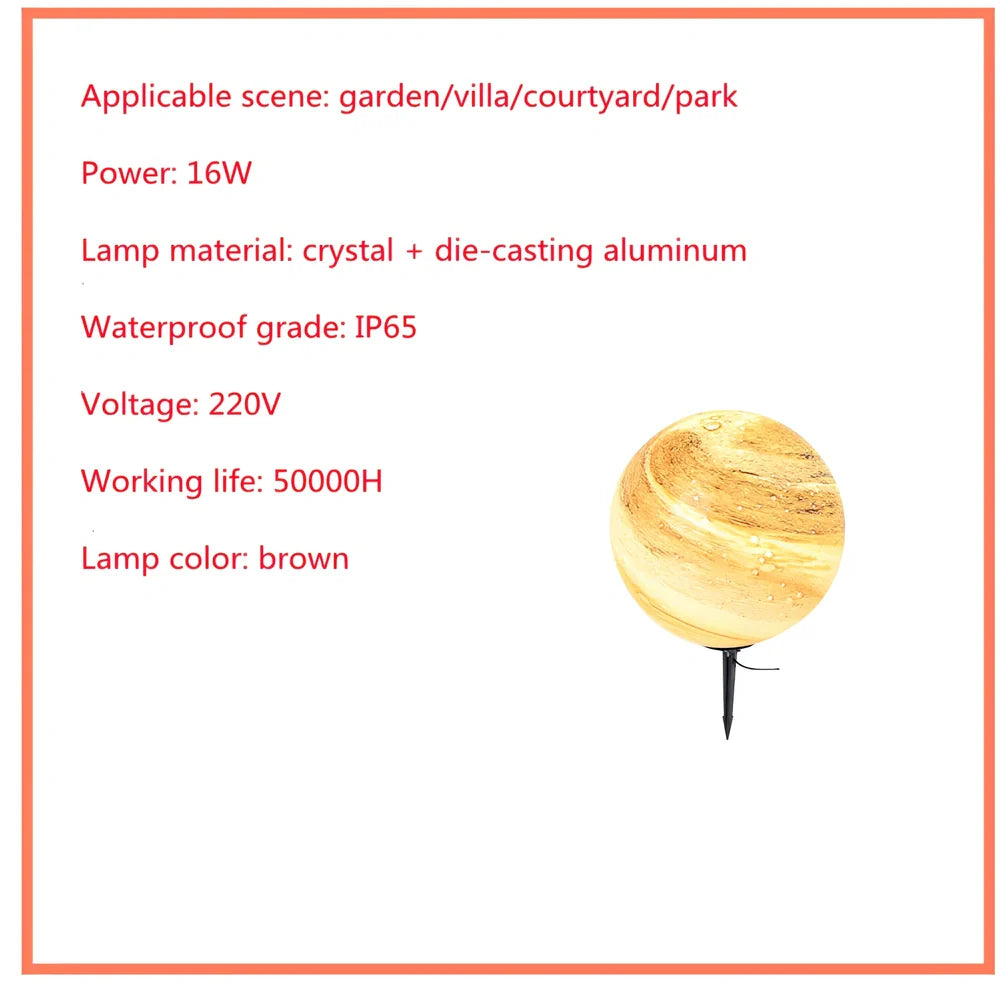 Solar-powered garden lamp in coffee colour with die-cast aluminium and crystal construction, 30cm height