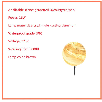 Solar-powered garden lamp in coffee colour with die-cast aluminium and crystal construction, 30cm height