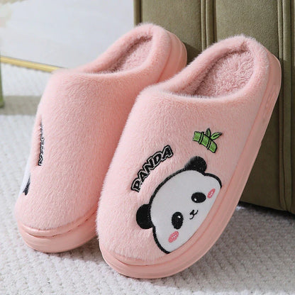 Cozy Panda Slippers with thick, slip-resistant sole and plush interior for winter comfort and style