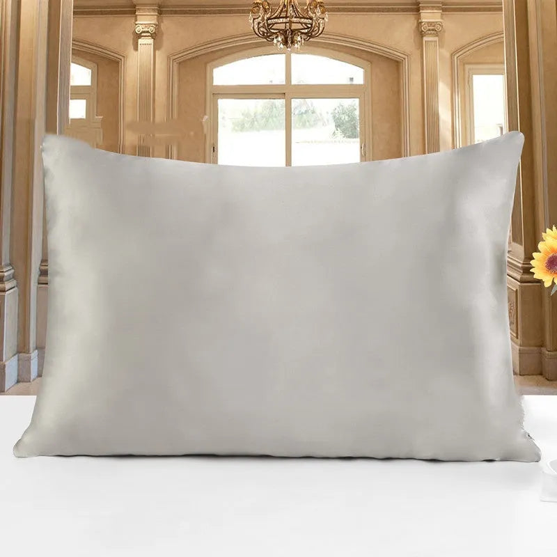 19 M double-sided silk pillowcase in apricot colour showing smooth texture and dimensions