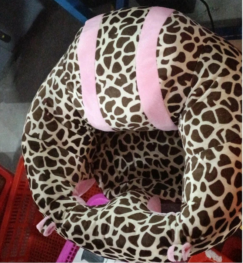 Infant Safety Seat with plush toy design for babies 0-2 years, featuring non-slip outsole and cute animal patterns.