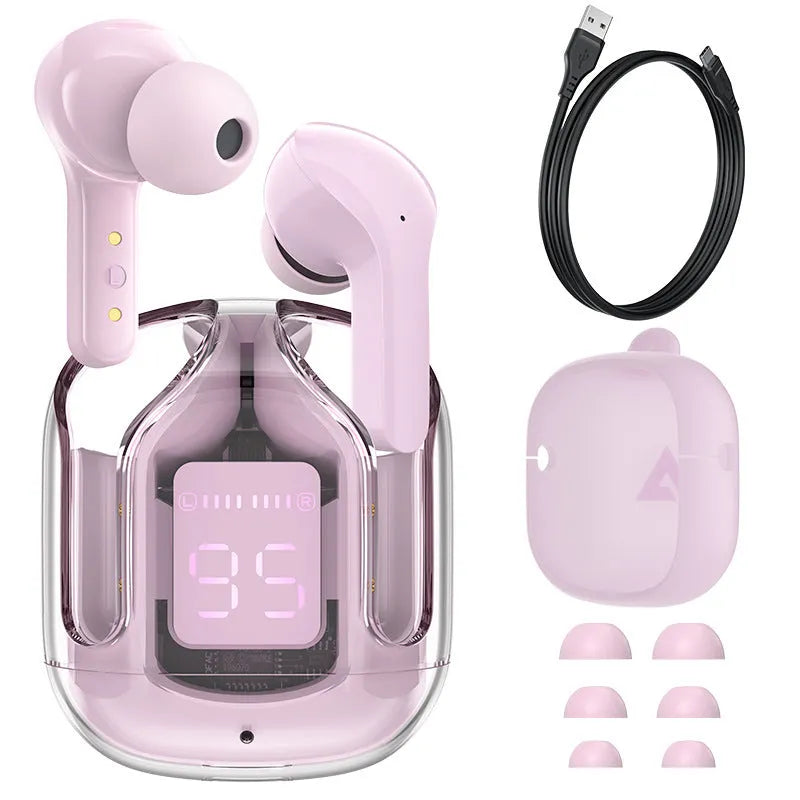 LED power digital display mini wireless Bluetooth headset in five colours with silicone case