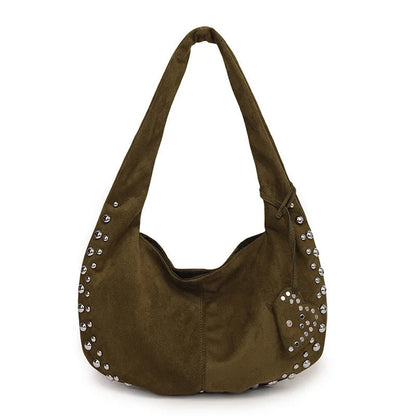 Women's soft plush underarm tote handbag in retro style without shoulder straps