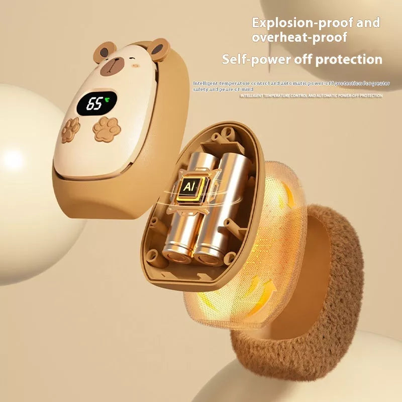 Compact rechargeable hand warmer for outdoor activities with quick heating feature