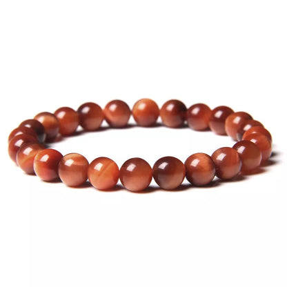 Handmade 8mm blue tiger stone couple bracelet with gold-plated inlay